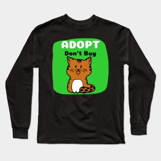 Adopt Don't Buy Cute Kitty Long Sleeve T-Shirt